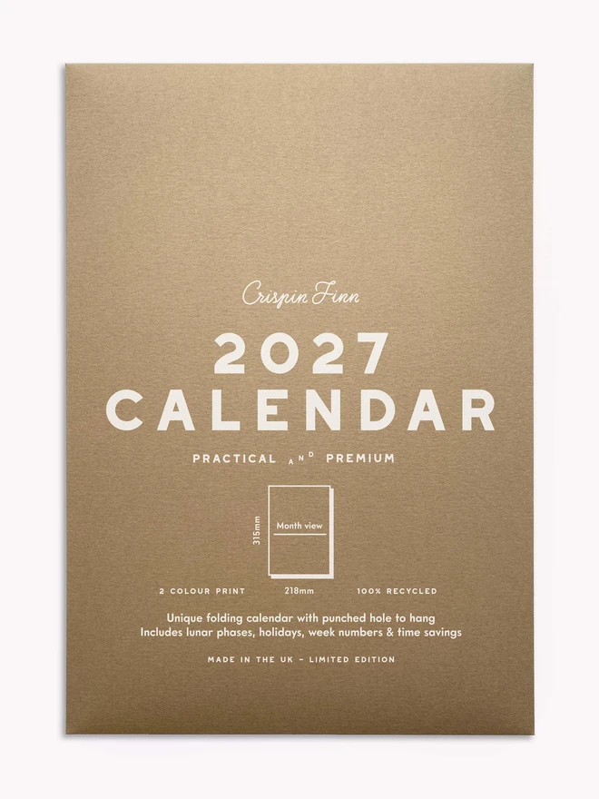 Monthly view calendar packaging in brown kraft card