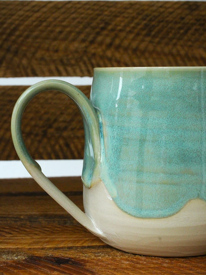 ceramic mug with green glaze