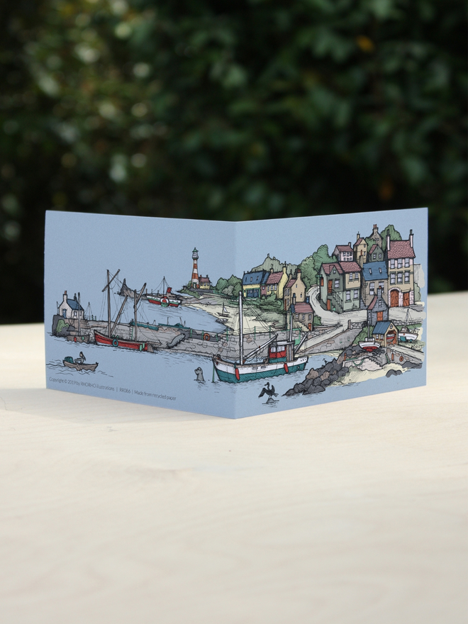 fife harbour illustrated greetings card