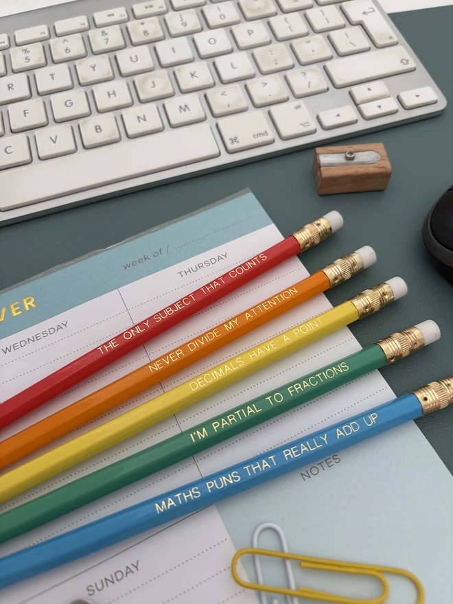Maths Teacher Rainbow Pencil Set - 5 HB Pencils