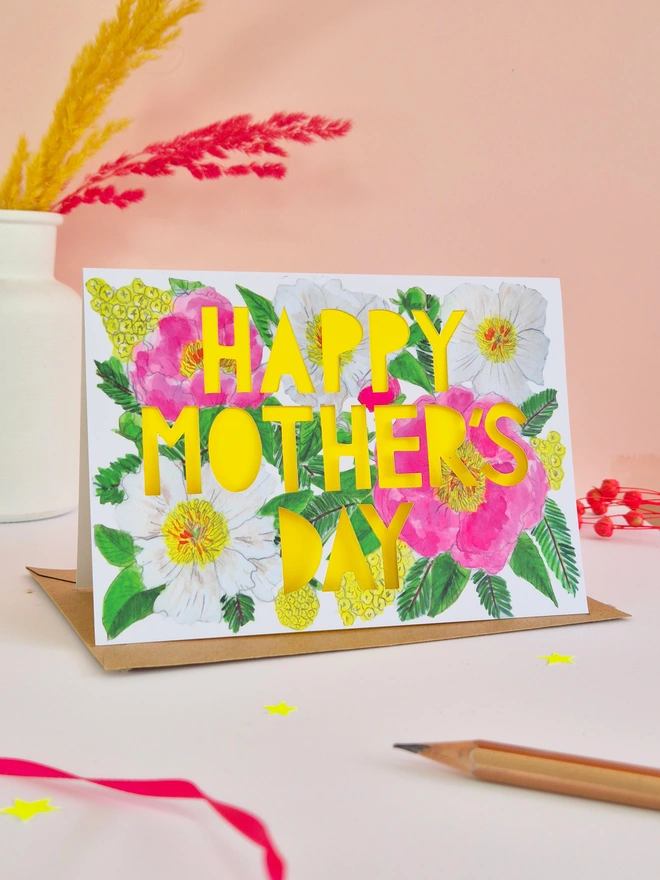 Happy Mother's Day peony card 