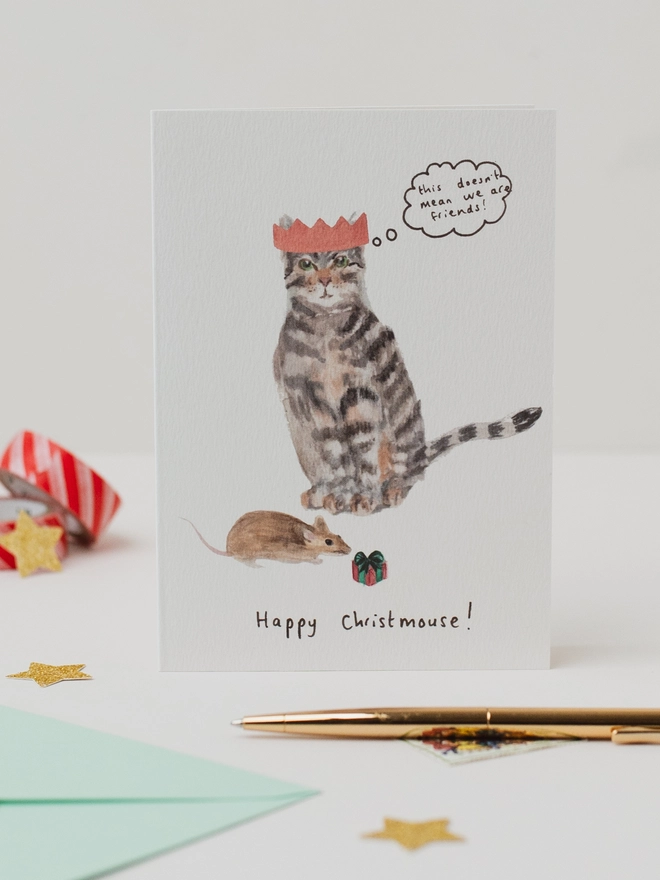 Cat Christmas Card 