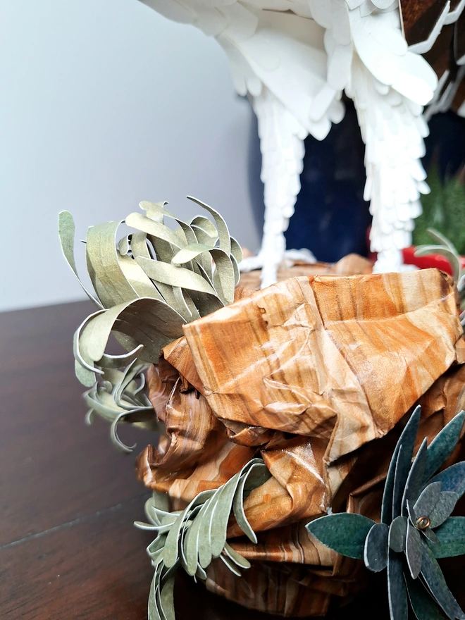Close up of the tree stump and feet