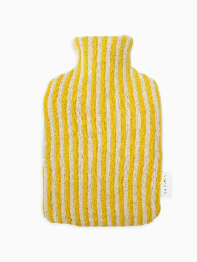 yellow stripe lambswool hot water bottle