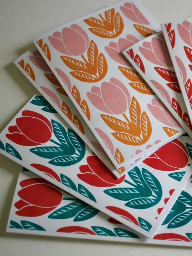 tulip print notecard set