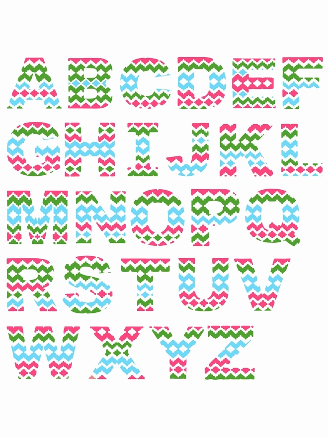 Printed initial options for The 'Narrator' Sweatshirt by The Faraway Gang.