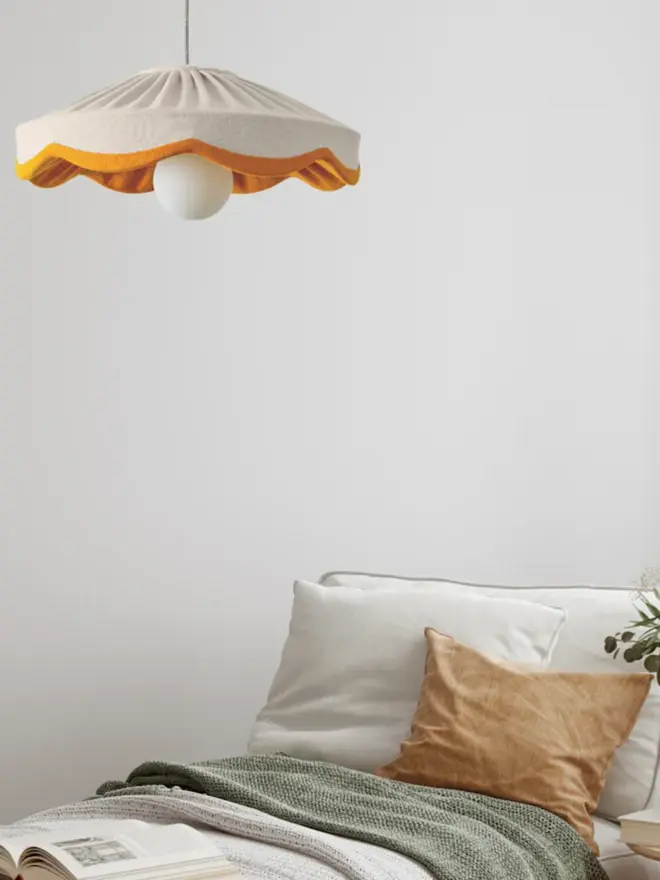 natural linen and mustard lamshade