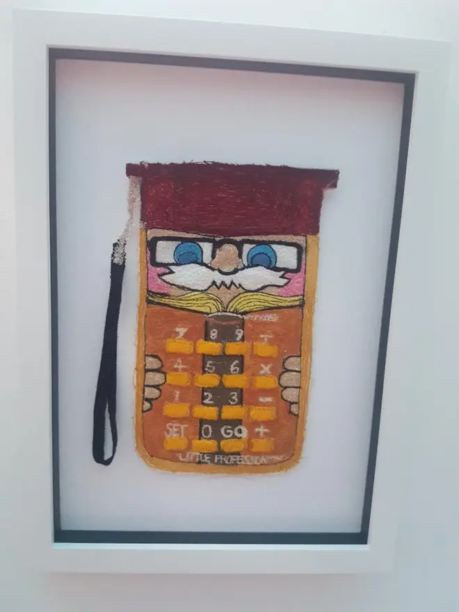 Little Professor Texas Calculator Embroidery Art Piece