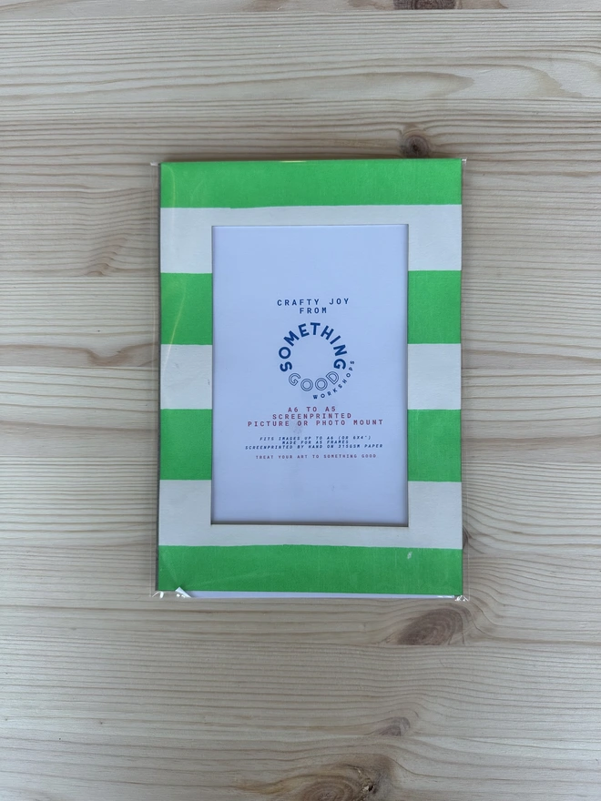 Screenprinted Picture Mount with Thick Green Stripes
