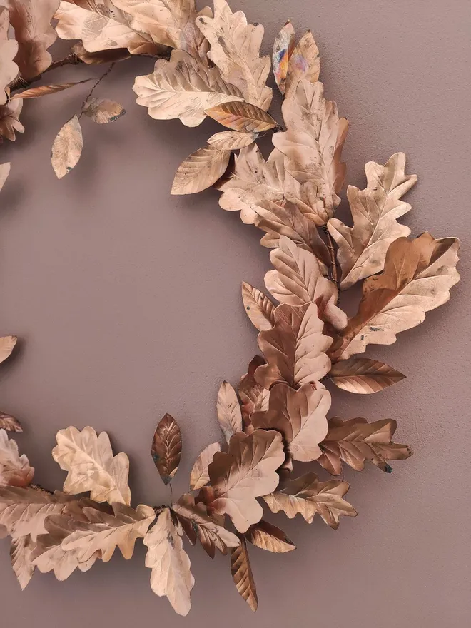 Copper Irish Oak Leaves Wreath