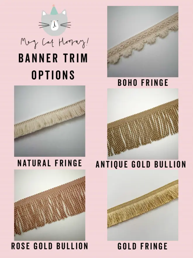 Banner trim choices for happy birthday banner 