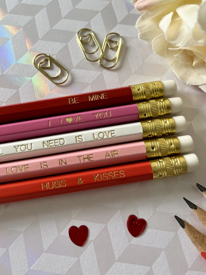 Love Themed Pencil Set (Set of 5)