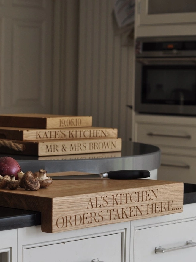 Personalised Oak Lipped Board/ Worktop Saver 