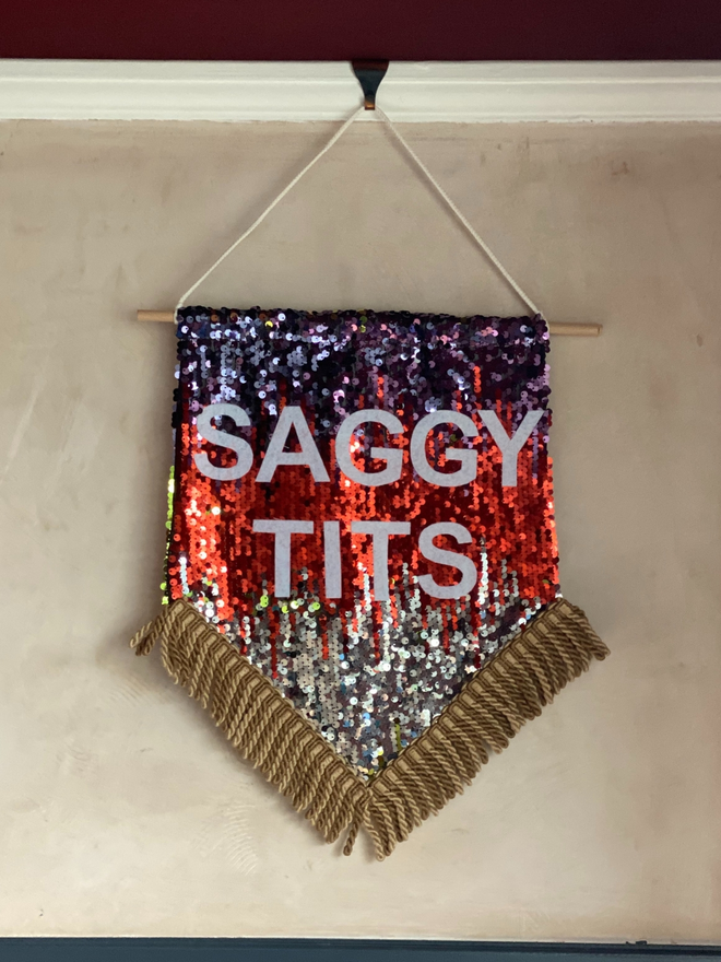 personalised sequin wall hanging