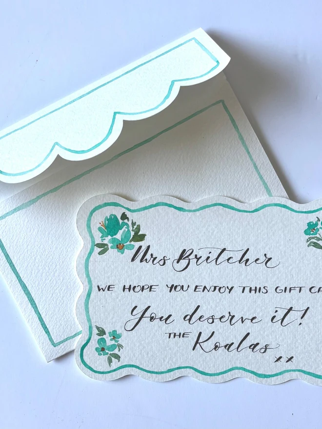 Personalised Hand painted Watercolour Gift Voucher