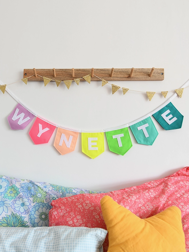 neon personalised nursery bunting.