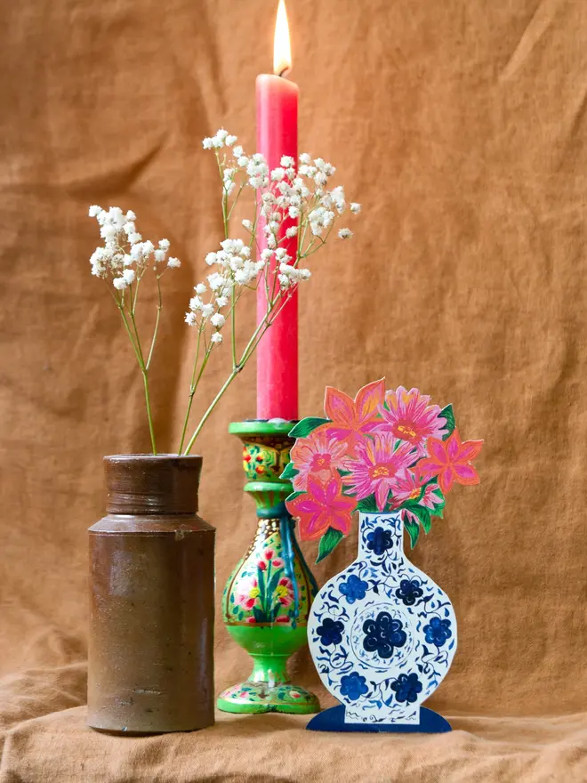 Pack of 4 magical pop up decoration vases greeting cards 