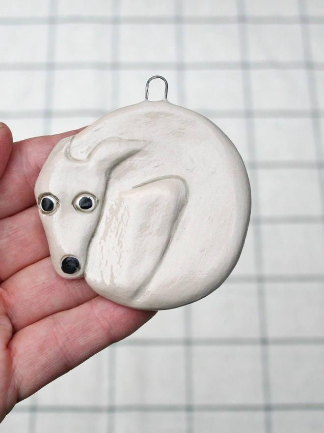whippet, lurcher, greyhound dog ornament
