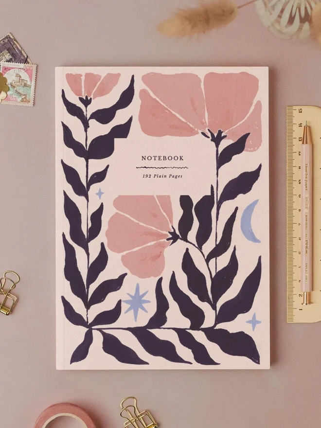 Botanical Notebook by Sister Paper Co with a hand-painted floral cover