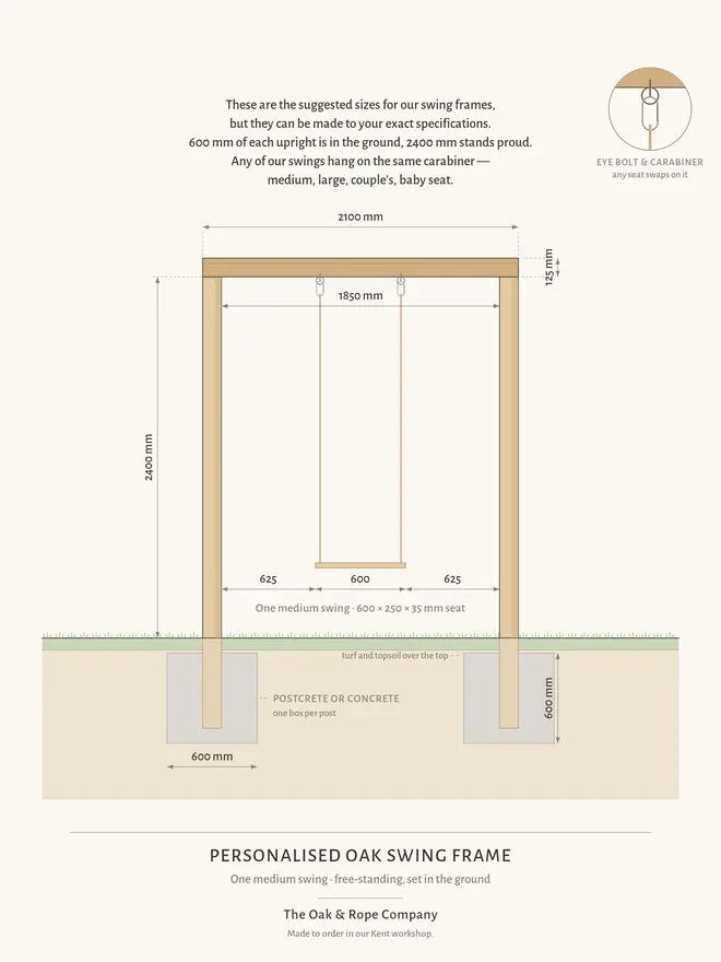 Single Swing Frame Dimensions Medium Swing