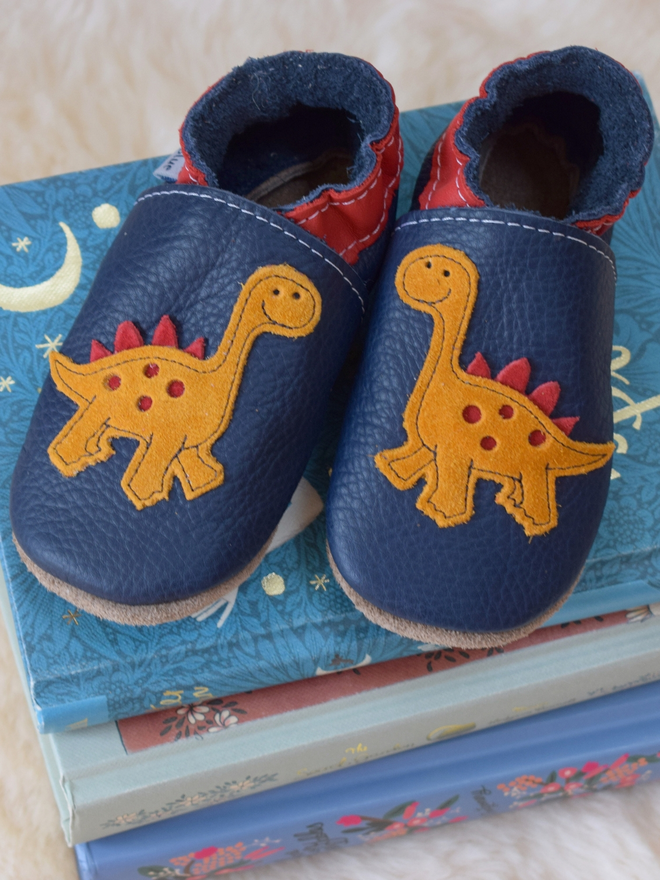 dinosaur navy baby shoes