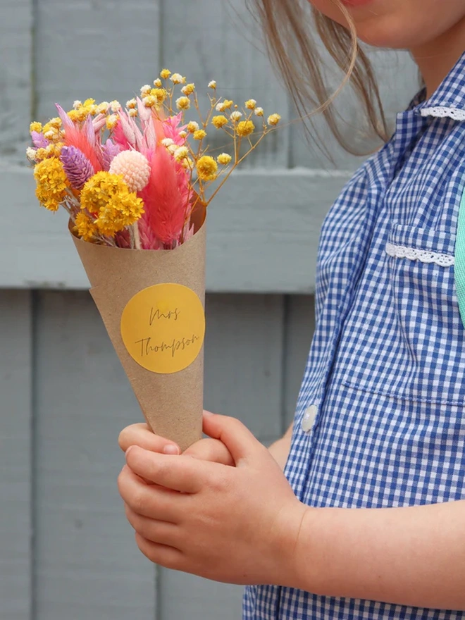 Personalised Thank You Teacher Dried Flower Posy