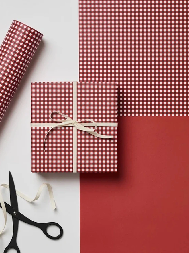 Red Gingham Gift Wrapping Paper