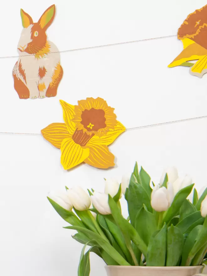 Daffodils with white tulips