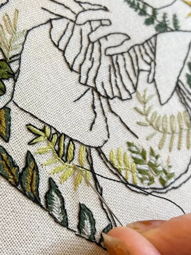 Stitch Happy Botanical tattoos Embroidery Kit Close Up