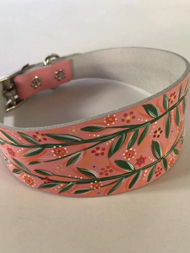 Small/Medium Leather Hand Painted Dog Collar