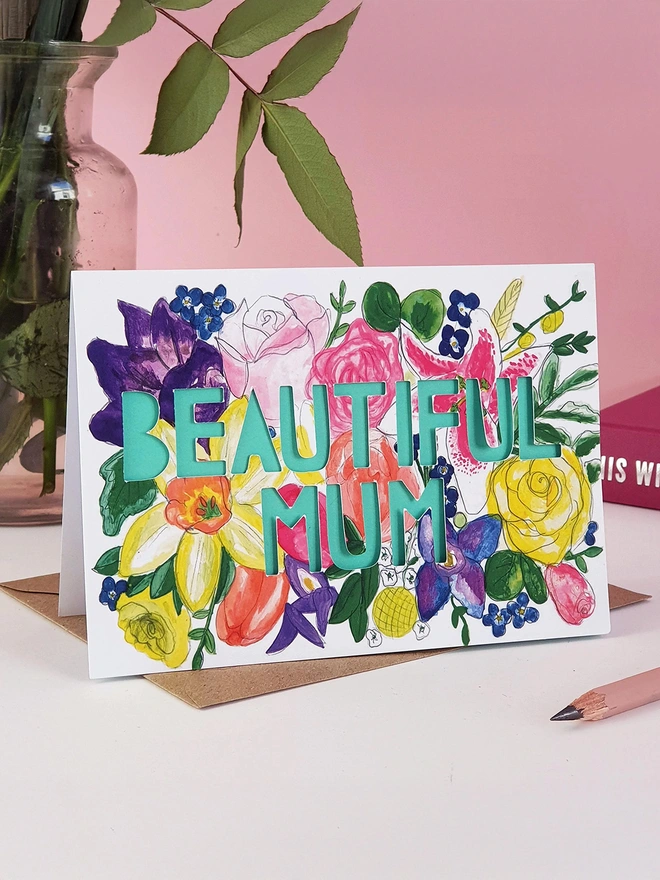 Beautiful mum paper cut card