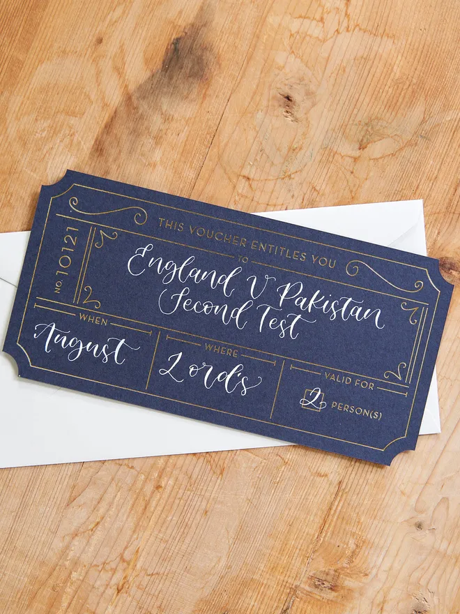 Personalised Voucher 'for him' in Navy with gold detail 