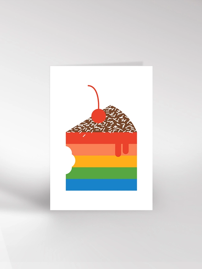 Slice of Rainbow Cake Greetings Card