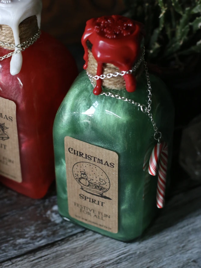 Christmas spirit potion bottles