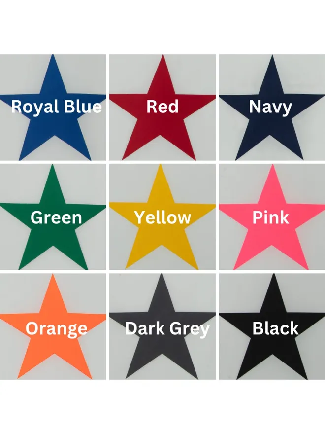colour chart for letters and stars