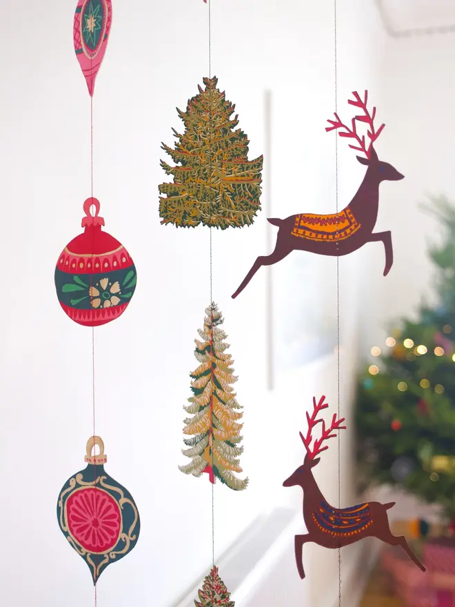 christmas pine tree hanging vertical garland decoration