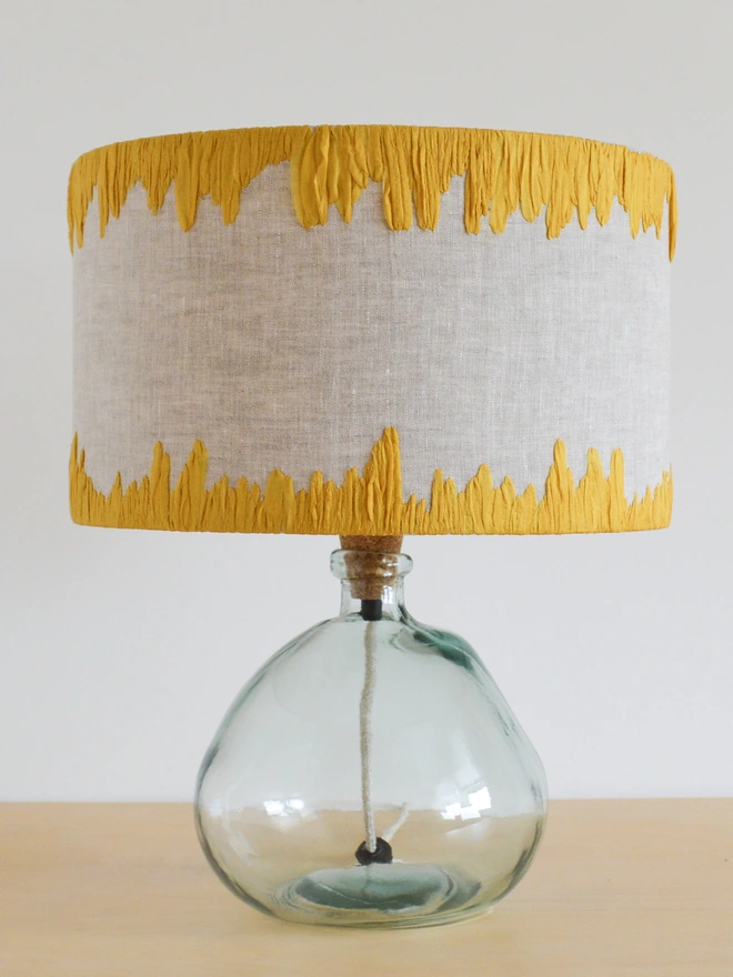 Yellow Edged Embroidered Lampshade