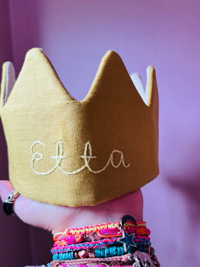 Yellow crown fabric crown birthday crown handmade crown gold crown 