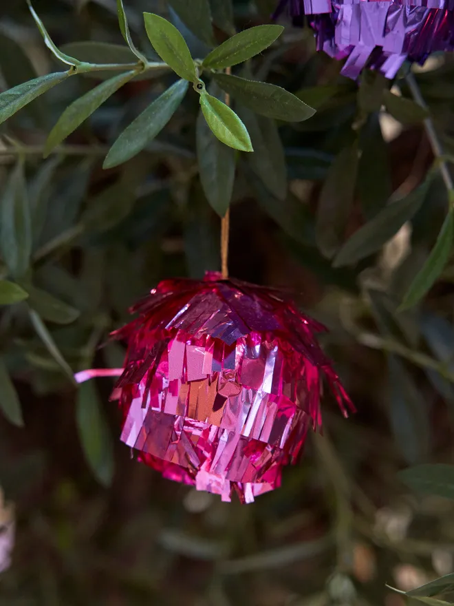 Metallic bauble hanging tree decoration
