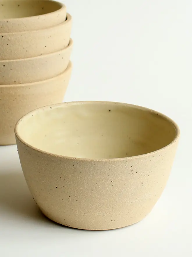 Light yellow ceramic cereal soup bowl