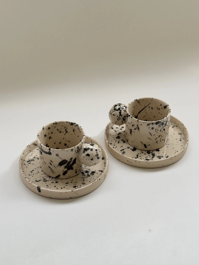 Black & White Speckled Ball Handle Espresso Cup