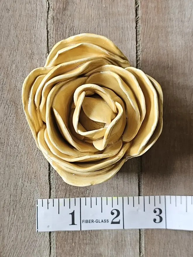 yellow ceramic peony flower rose pottery gift wall decor art 3d sculpture everlasting rose Mother’s Day 