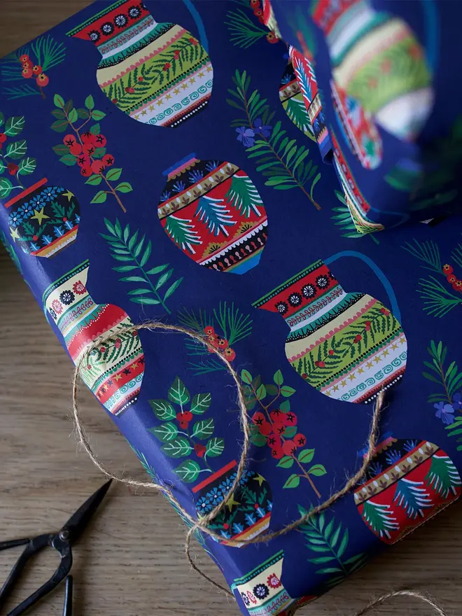 christmas jug print gift wrap