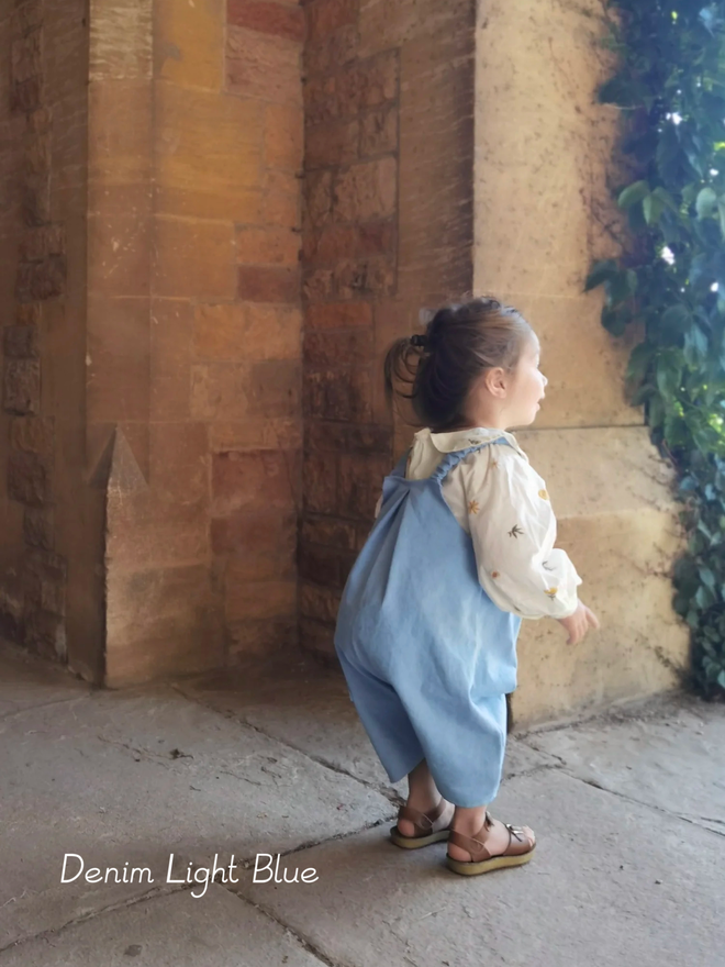 kids short dungarees denim light blue