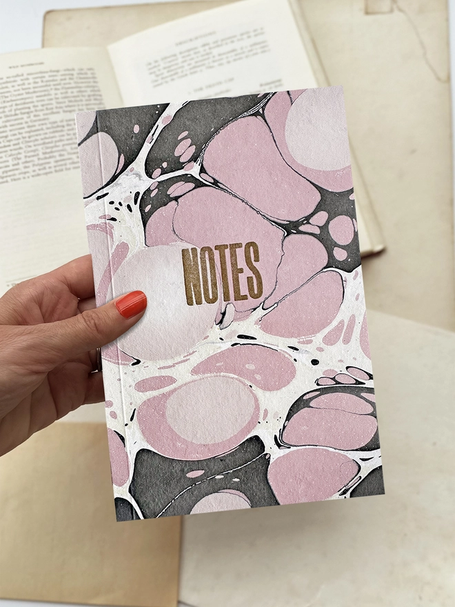 Pink marble notebook