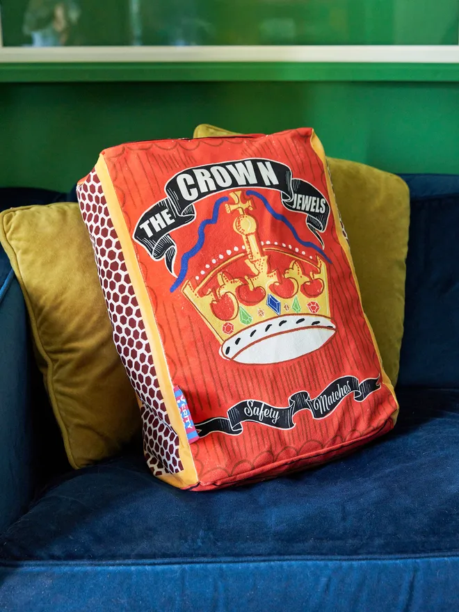 rectangle velvet cushion in Crown matchbox  design