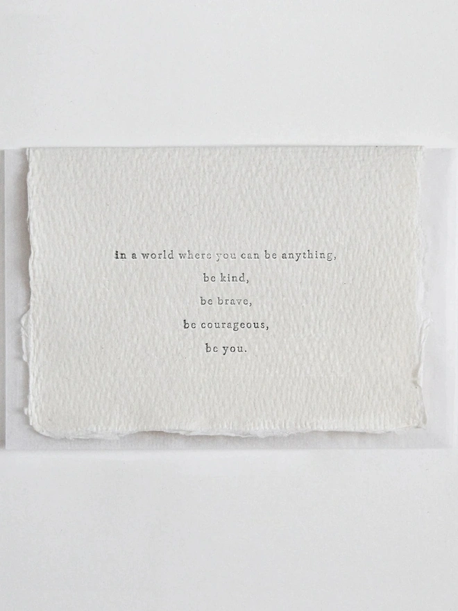 'You Can Be Anything', Letterpress Mini Card