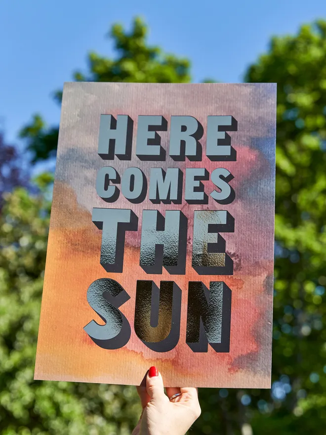 'Here Comes The Sun' Print Gold foil print 