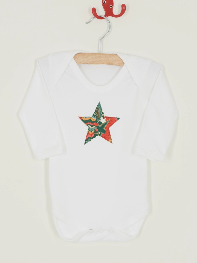 a christmas liberty print starry print star white bodysuit