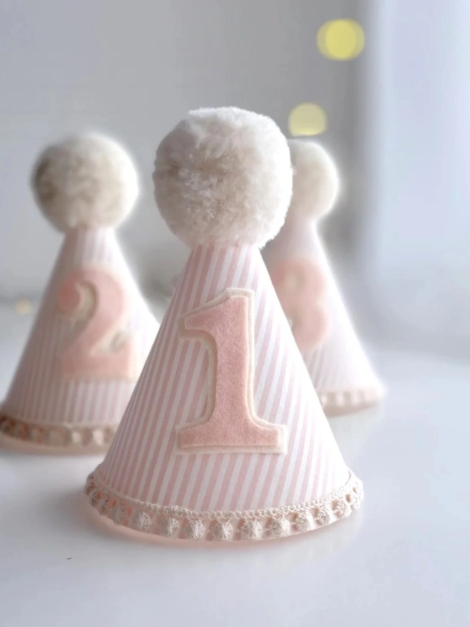 Strawberries And Cream Pink Striped Party Hat